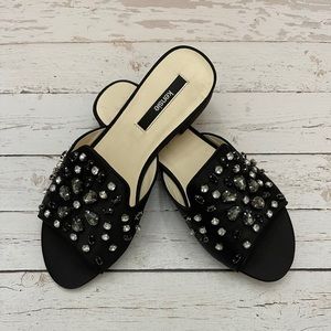 New Kensie Embellished Black Slide Sandals Size 8